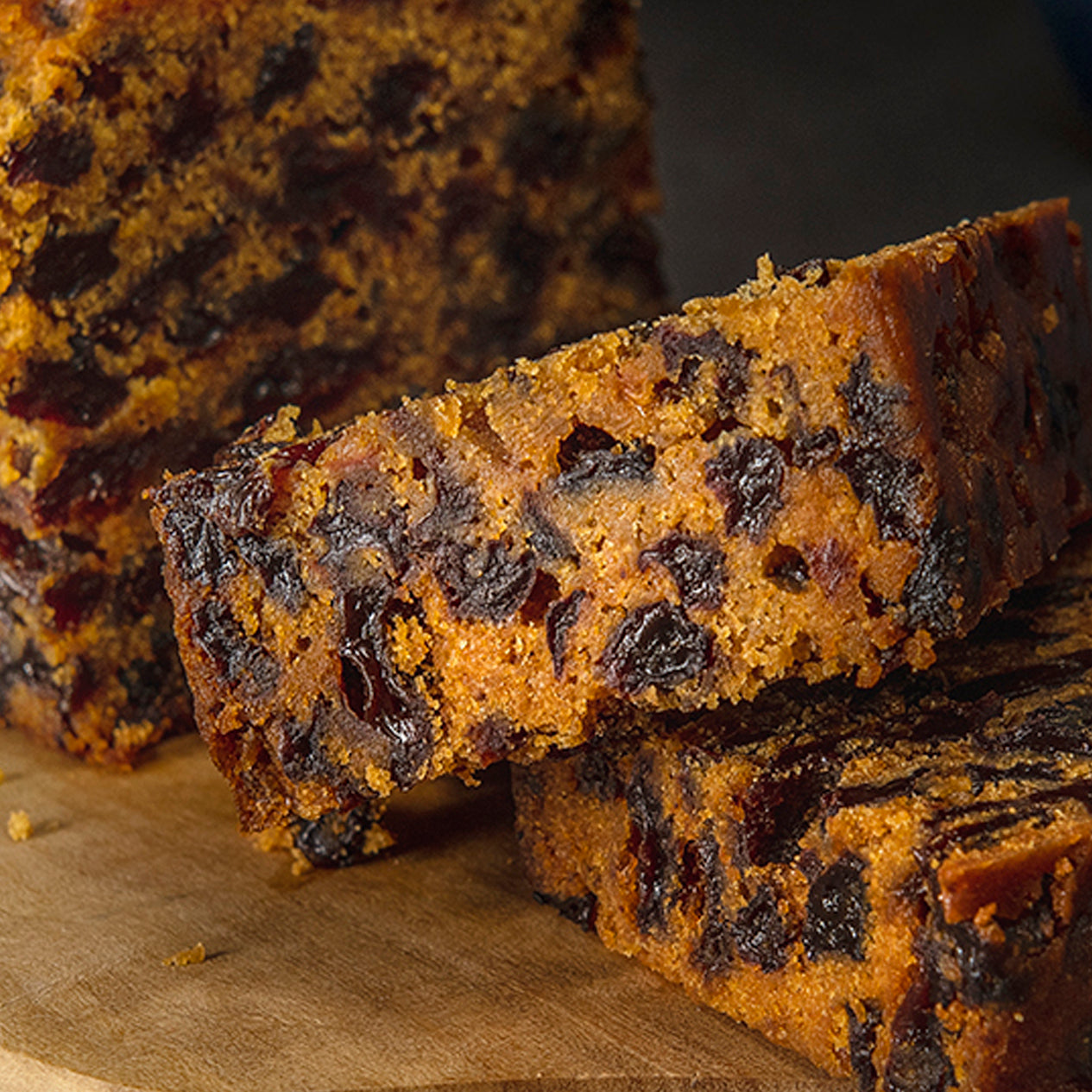 Bryson's Fruit Cake is made with butter, eggs, raw sugar, currants, sultanas and cherries.