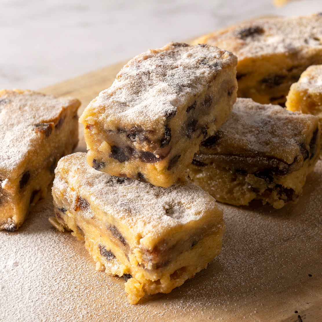 Bryson's Stollen Fingers made with sultanas and currant, glazed in brandy butter