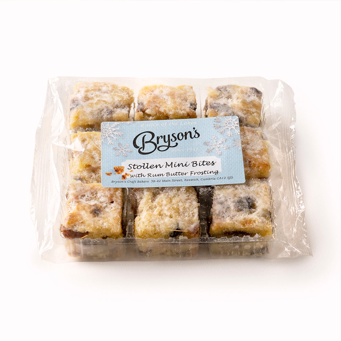 Bryson's Stollen Mini Bites made with sultanas and currant, glazed in brandy butter