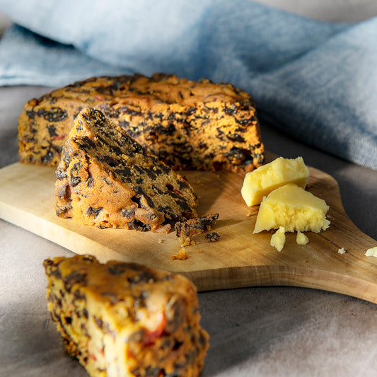 Bryson's Fruit Cake for Cheese, made with a blend of port, rum and nuts with our recipe.